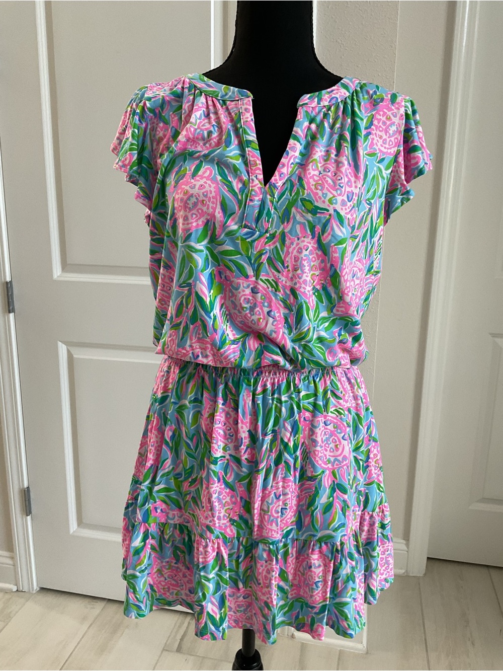 Lilly Pulitzer Pink & Green Floral Short Dress